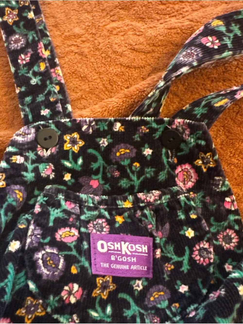 VTG 80s90s OshKosh Vestbak Floral Corduroy Overalls Size 6X Made in USA RARE